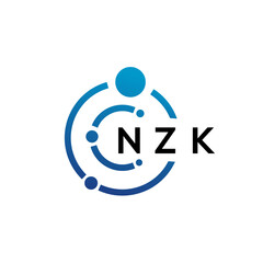 NZK letter technology logo design on white background. NZK creative initials letter IT logo concept. NZK letter design.