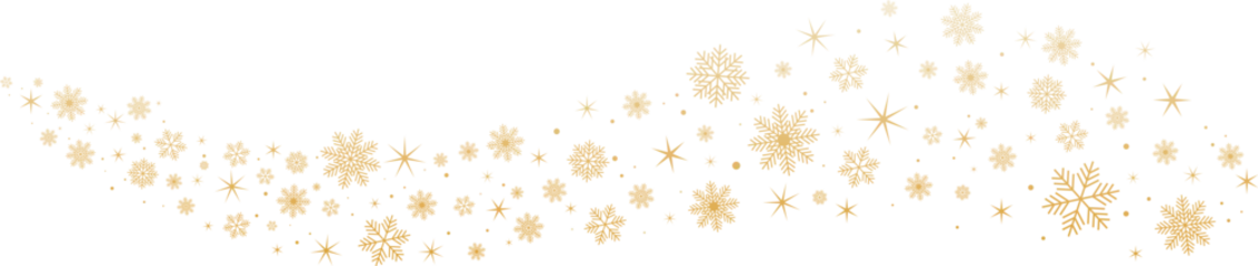 Fotobehang Gold snowflakes and stars on transparent background. New year illustration. PNG image © The Best Stocker