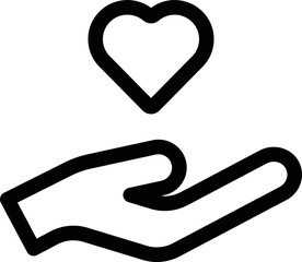 give heart accept support icon. Isolated vector black outline stamp label rounded badge product tag on transparent background. Symbol.