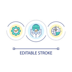 Sustainable development loop concept icon. Inclusive growth. Environment saving technology abstract idea thin line illustration. Isolated outline drawing. Editable stroke. Arial font used