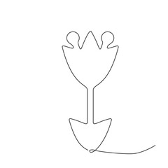 Continuous Thin Line Flower, Minimalist Botanical Drawing, One Line Art Flowering Blossom Draw, Single Floral Outline