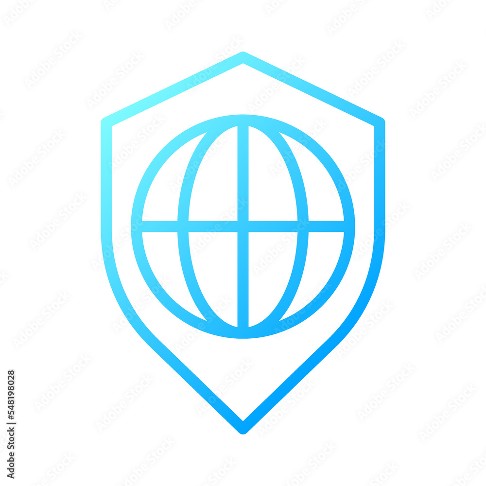 Poster global security pixel perfect gradient linear vector icon. international safety service. world prote