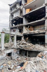 destroyed and burned houses in the city Russia Ukraine war