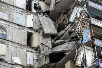 destroyed and burned houses in the city Russia Ukraine war