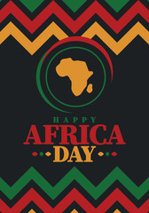 Africa Day. Happy African Freedom Day and Liberation Day. Celebrate annual on the African continent and around the world. African pattern. Poster, card, banner and background. Vector illustration