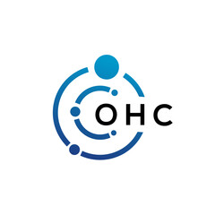 Obraz premium OHC letter technology logo design on white background. OHC creative initials letter IT logo concept. OHC letter design.