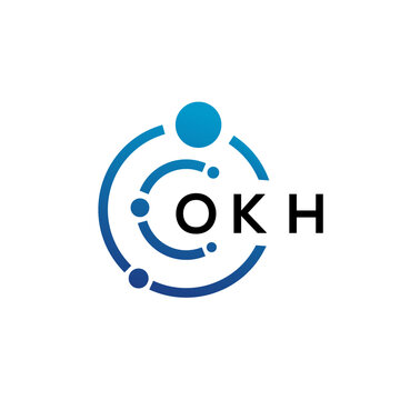 OKH letter technology logo design on white background. OKH creative initials letter IT logo concept. OKH letter design.