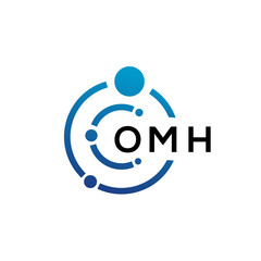 OMH letter technology logo design on white background. OMH creative initials letter IT logo concept. OMH letter design.