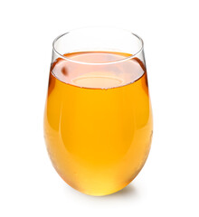 Glass of fresh apple juice isolated on white background