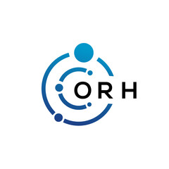 ORH letter technology logo design on white background. ORH creative initials letter IT logo concept. ORH letter design.