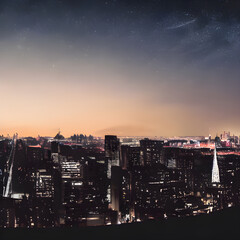 Obraz premium 都会の夜景をイメージしたイラストです。