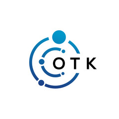 OTK letter technology logo design on white background. OTK creative initials letter IT logo concept. OTK letter design.