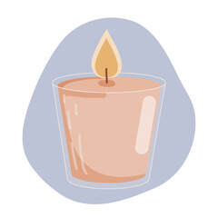 Scented candle in glass, isolate element, flat hand drawn vector illustration