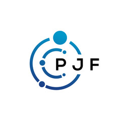 PJF letter technology logo design on white background. PJF creative initials letter IT logo concept. PJF letter design.