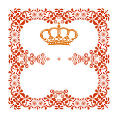 Premium card. Baroque ornaments and floral details. Old paper texture background. Organized by layers.