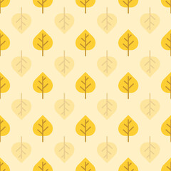 Vector Yellow Aspen leaves repeat pattern background design