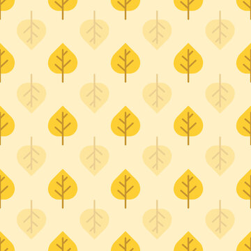Vector Yellow Aspen leaves repeat pattern background design