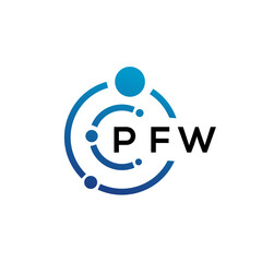 Fototapeta na wymiar PFW letter technology logo design on white background. PFW creative initials letter IT logo concept. PFW letter design.