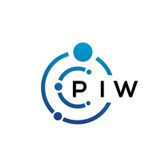 PIW letter technology logo design on white background. PIW creative initials letter IT logo concept. PIW letter design.