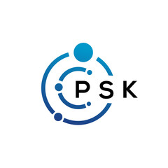 PSK letter technology logo design on white background. PSK creative initials letter IT logo concept. PSK letter design.