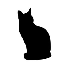 Obraz premium Sitting Black Cat Abstract Silhouette. Icon, Logo vector illustration.
