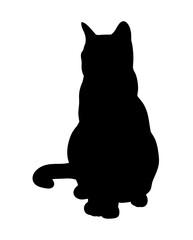 Sitting Black Cat Abstract Silhouette. Icon, Logo vector illustration.