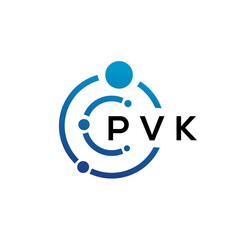 Fototapeta na wymiar PVK letter technology logo design on white background. PVK creative initials letter IT logo concept. PVK letter design.