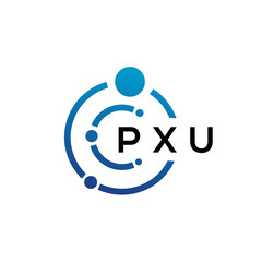 PXU letter technology logo design on white background. PXU creative initials letter IT logo concept. PXU letter design.