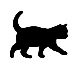 Walking Black Cat Abstract Silhouette. Icon, Logo vector illustration.