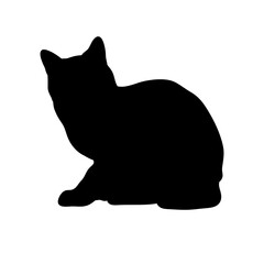 Sitting Black Cat Abstract Silhouette. Icon, Logo vector illustration.