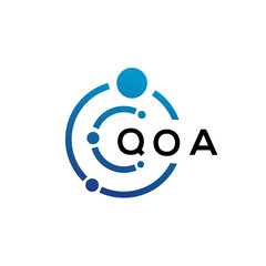 QOA letter technology logo design on white background. QOA creative initials letter IT logo concept. QOA letter design.