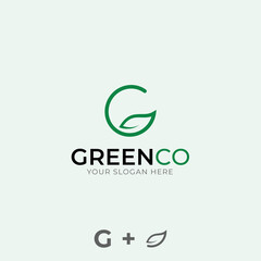 letter g - green logo - leaf + g logo - letter mark - monogram - eco friendly