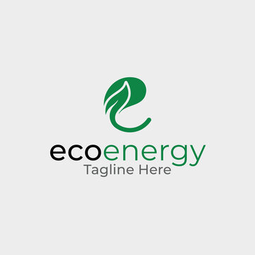 letter E - green logo - leaf plus E logo - letter mark - monogram - eco energy