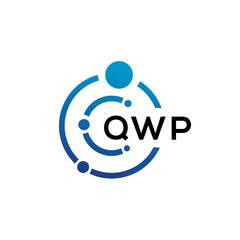 QWP letter technology logo design on white background. QWP creative initials letter IT logo concept. QWP letter design.