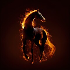 Obraz na płótnie Canvas Blazing silhouette of the horse. Creative Ai generated illustration