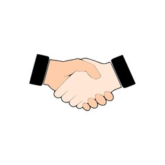 Hand shacke icon. Businessmen shacking hands and discussing a deal and business issues.