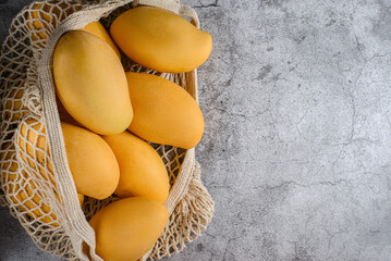 yellow mango on a gray background