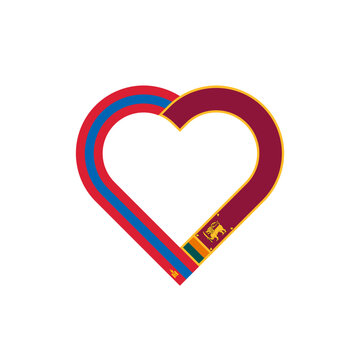 recommend clip art: friendship concept. heart ribbon icon of mongolia and sri lanka flags. vector illustration isolated on white background