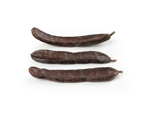 Carob fruit (Ceratonia siliqua) isolated on white background