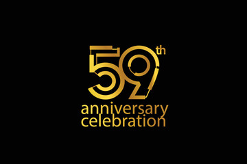 59 year anniversary celebration abstract style logotype. anniversary with gold color isolated on black background, vector design for celebration vector