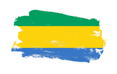 Obraz premium Stroke brush painted distressed flag of gabon on white background