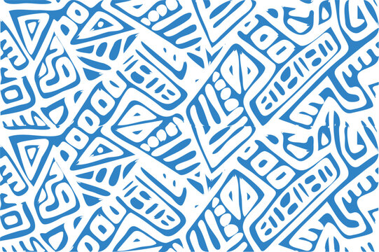 Fototapeta Contemporary printable seamless pattern abstract line, shapes with creative hand drawn composition. Trendy minimalist monochrome zone wavy stripe positive or negative design for shoe wear, shirt, rug
