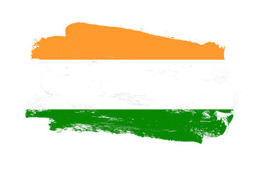 Stroke brush painted distressed flag of india on white background