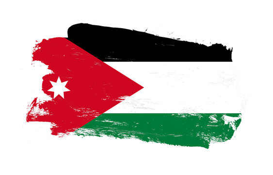 Stroke brush painted distressed flag of jordan on white background