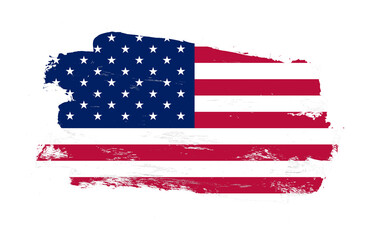 Stroke brush painted distressed flag of united states on white background