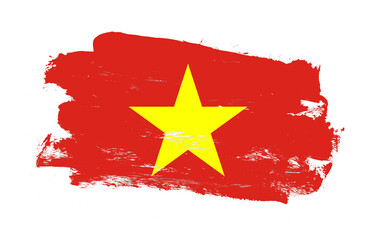 Stroke brush painted distressed flag of vietnam on white background