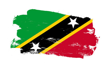 Stroke brush painted distressed flag of saint kitts and nevis on white background