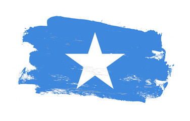 Stroke brush painted distressed flag of somalia on white background