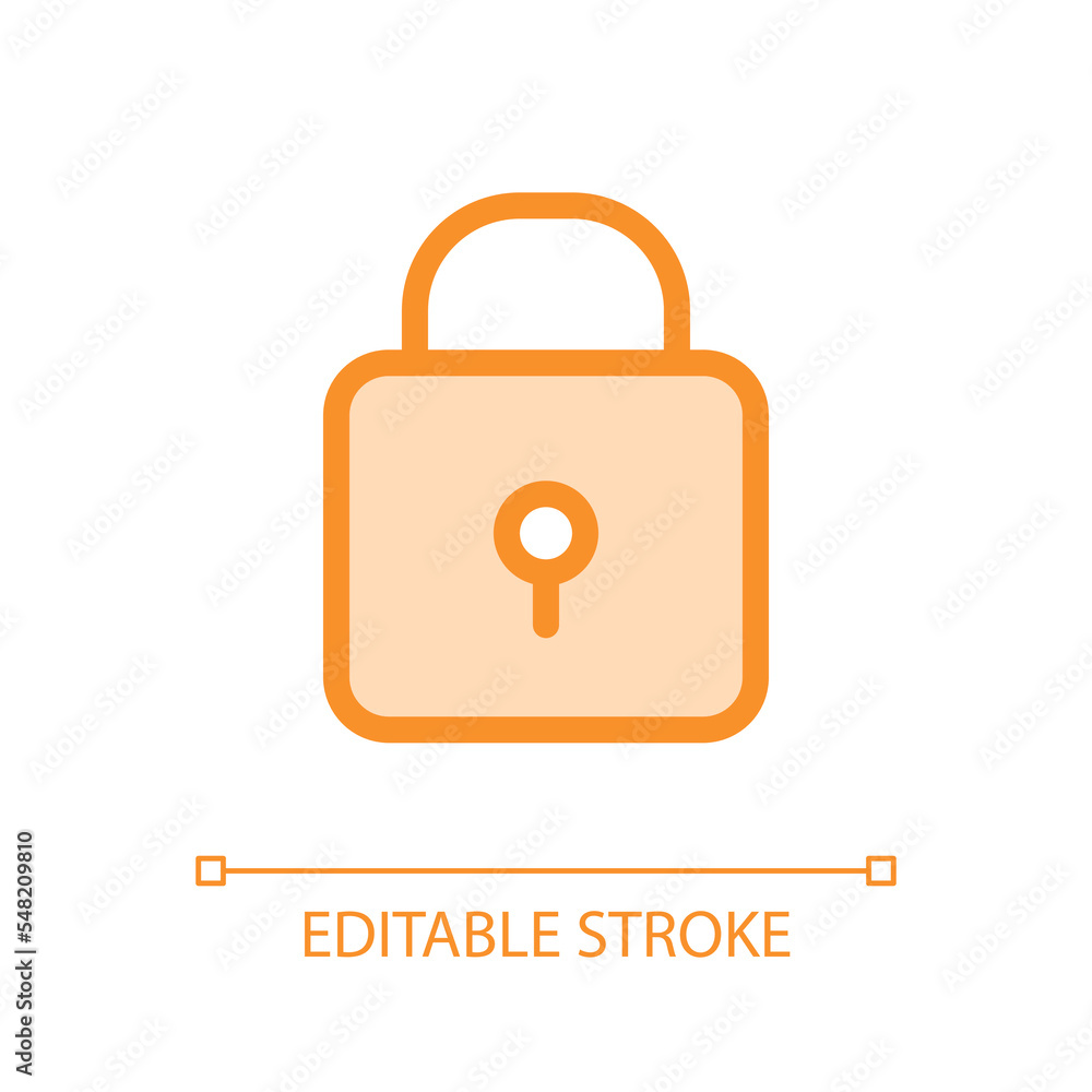 Poster padlock pixel perfect glassmorphism ui icon. protection. cyber security. color filled line element w