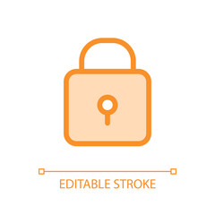 Padlock pixel perfect glassmorphism ui icon. Protection. Cyber security. Color filled line element with transparency. Vector pictogram in glass morphism style. Editable stroke. Arial font used